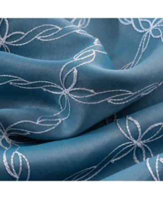 RT Designer Collection Gable 2 Pack Embroidered Blackout Luxurious Decorative Grommet Curtain Panel 36" x 84" Slate Blue