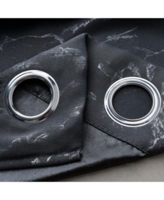 RT Designer Collection Heidi Halo Foil Blackout Luxurious Decorative Grommet Curtain Panel 54" x 90" Black