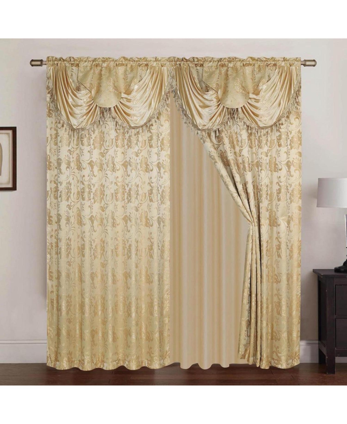 Rt Designers Collection Clayton 2-Piece Double Panel Semi-Transparent Grommet Curtain Pair Panels - Each Panel 54" X 84" Gold
