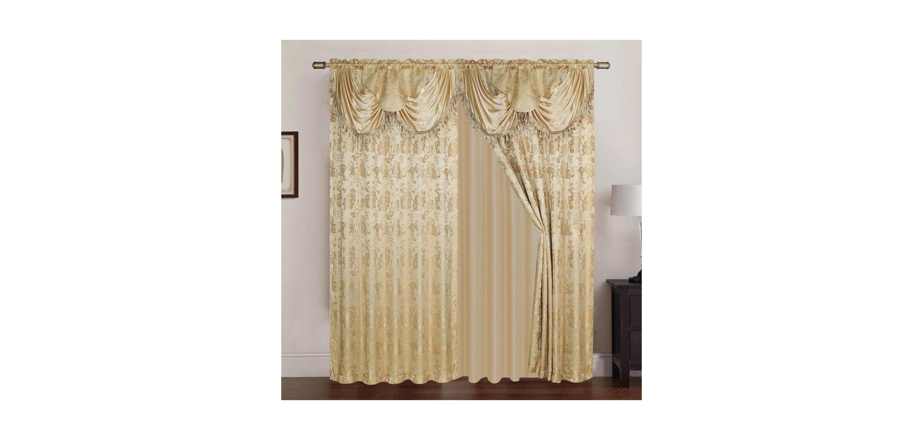 Rt Designers Collection Clayton 2-Piece Double Panel Semi-Transparent Grommet Curtain Pair Panels - Each Panel 54" X 84" Gold