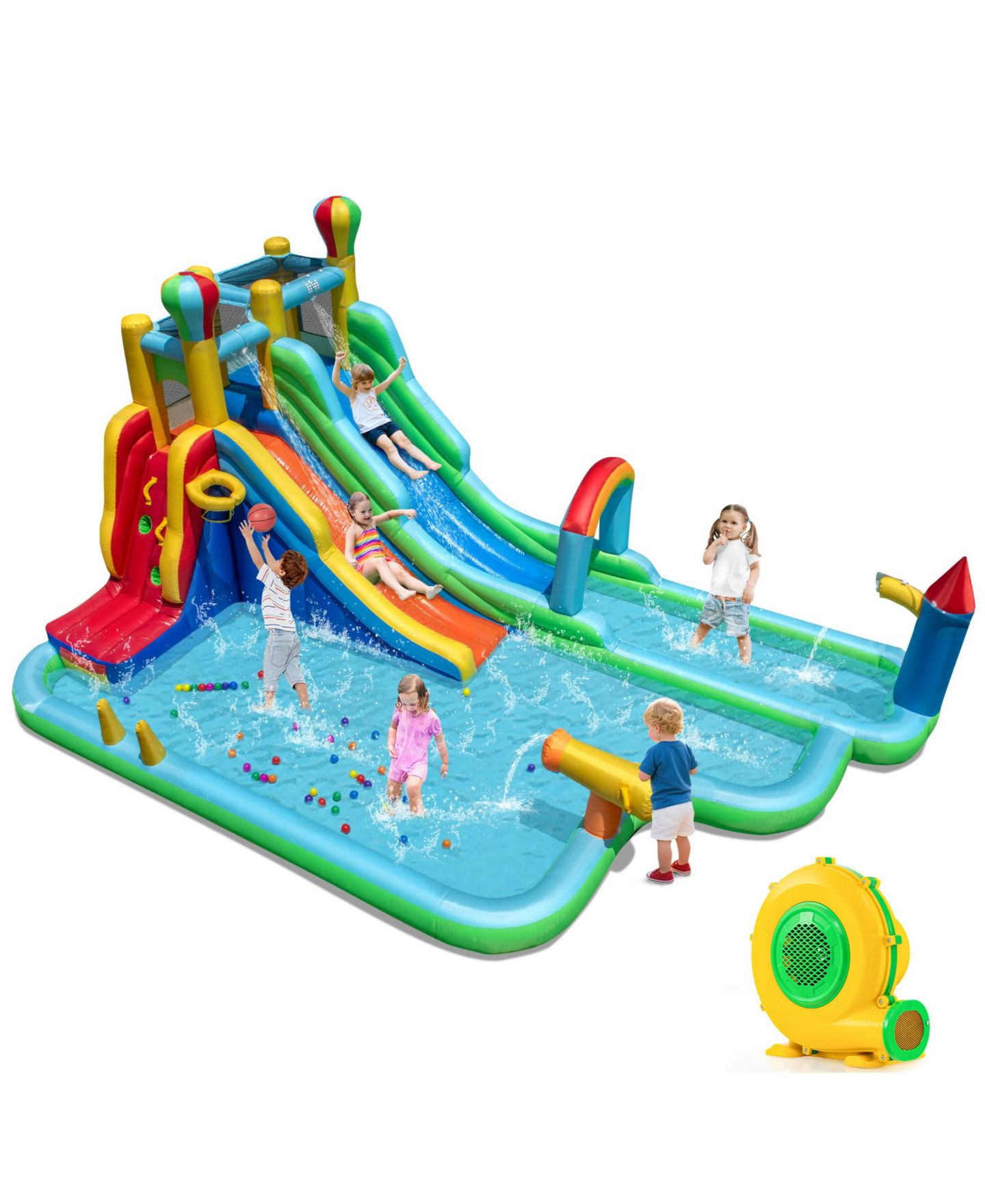 Детская игрушка SUGIFT Inflatable Water Slide Park Giant Bounce House with 950W Blower, цвет: Синий — фото 5