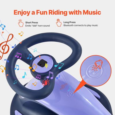 Electric Wiggle Car, 150 lbs Load, 2-in-1 Swing Car with LED Wheels, Bluetooth, Rechargeable Battery, Ride Toy for Kids 3+, Purple