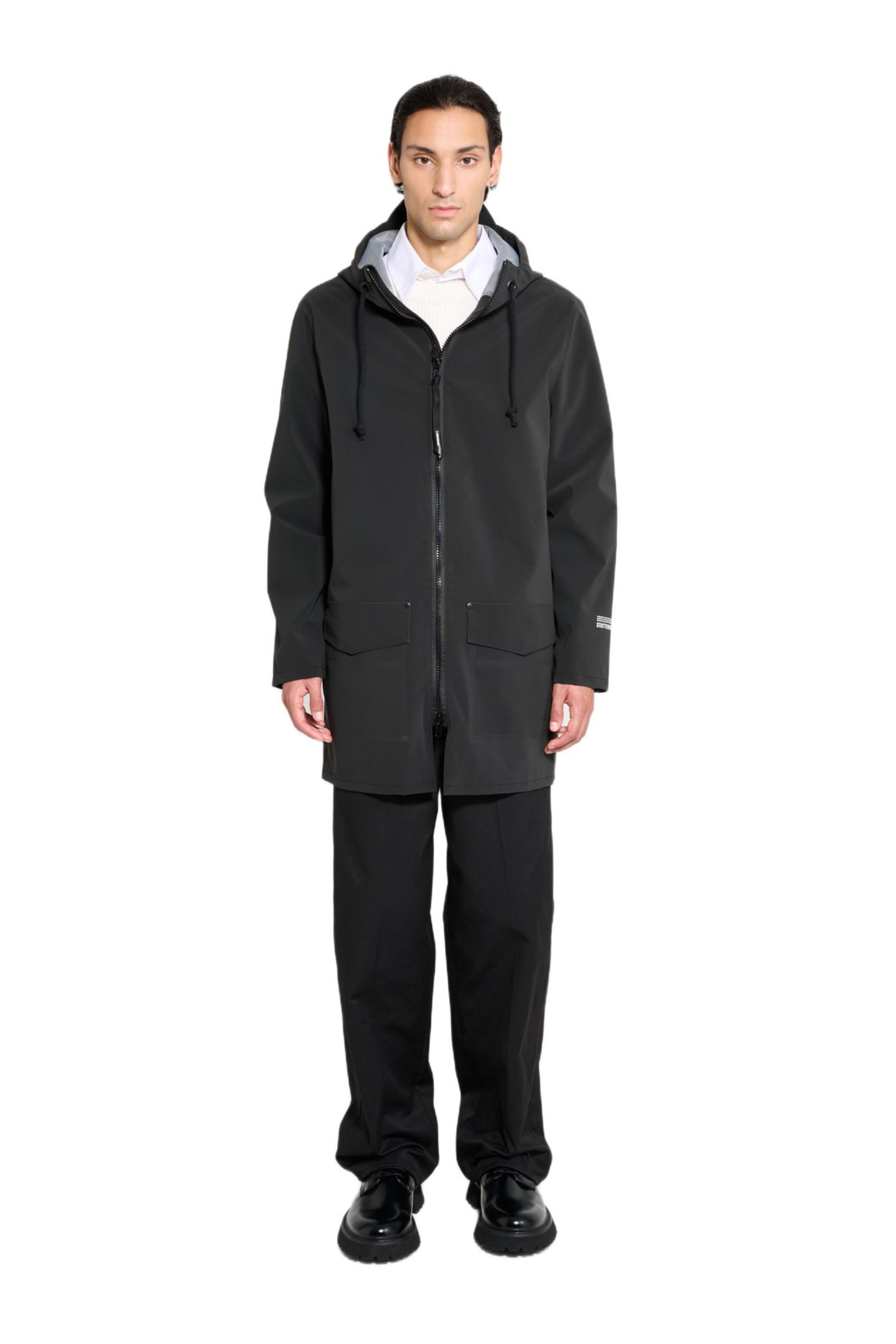 Мужские куртки Stutterheim Stockholm Patch Matte Raincoat, цвет: Чёрный — фото 1