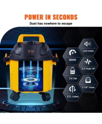 Wet Dry Vac, 2.6 Gal 2.5 Peak HP, 3-in-1 Portable Shop Vacuum with Blower & Attachment Storage, Ideal for Floor, Upholstery & Car Cleaning
