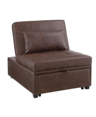 Boone Sofa Bed, Brown Faux Leather