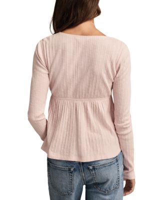 Women's Babydoll Henley Square Neck Top