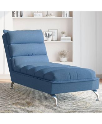 Chaise Lounge Blue Fabric (100% polyester), Plywood, Chromed Steel