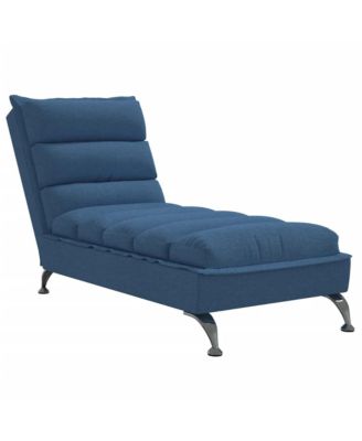 Chaise Lounge Blue Fabric (100% polyester), Plywood, Chromed Steel