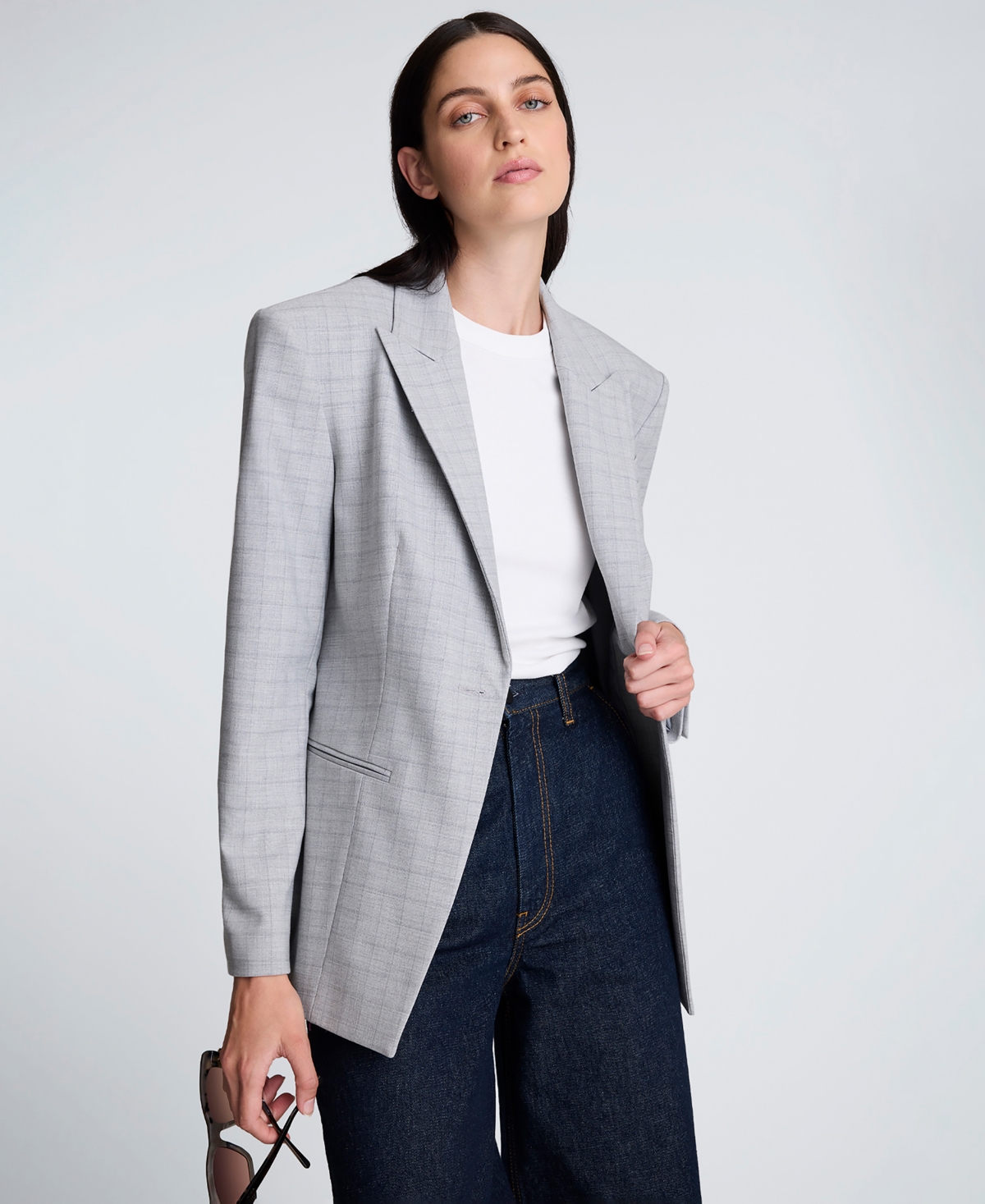 Kenneth Cole Slim Fit Windowpane Plaid Jacket In Gray