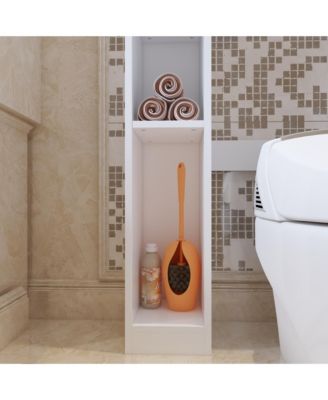 Toilet Storage Bathroom Space Saver with Doors Cabinet, Open Shelves