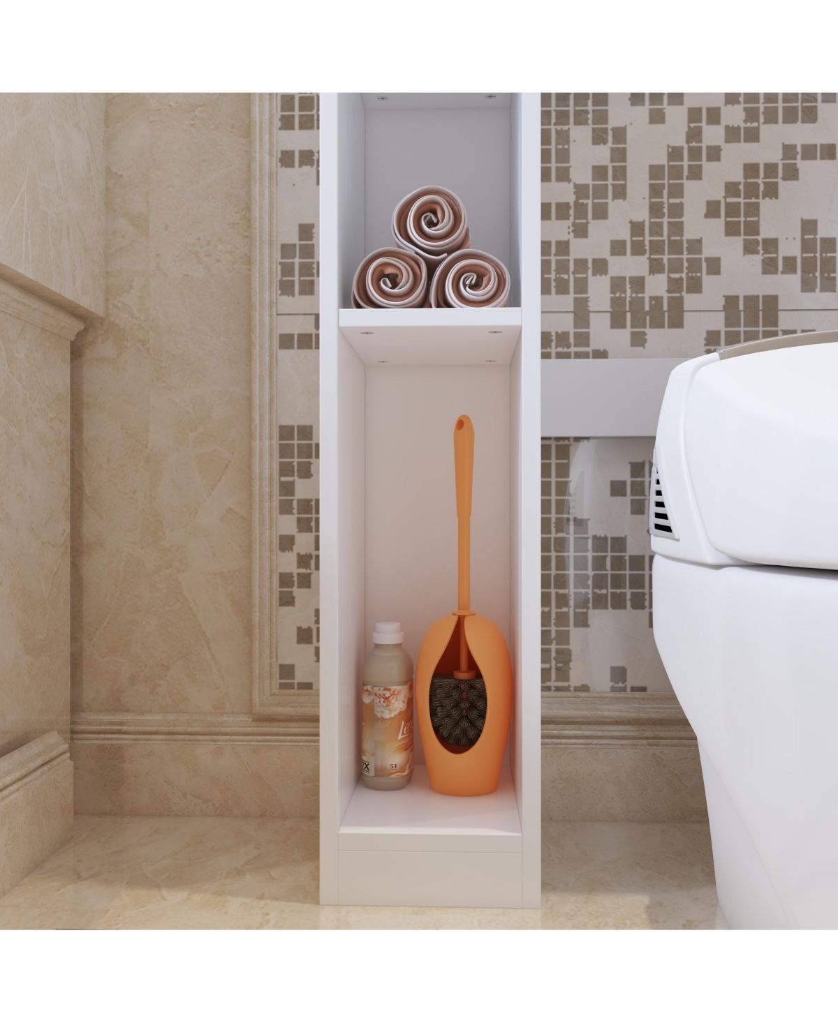 Toilet Storage Bathroom Space Saver with Doors Cabinet, Open Shelves