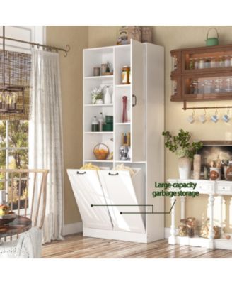 Bathroom Cabinet with Flip Storage and 7-Shelves