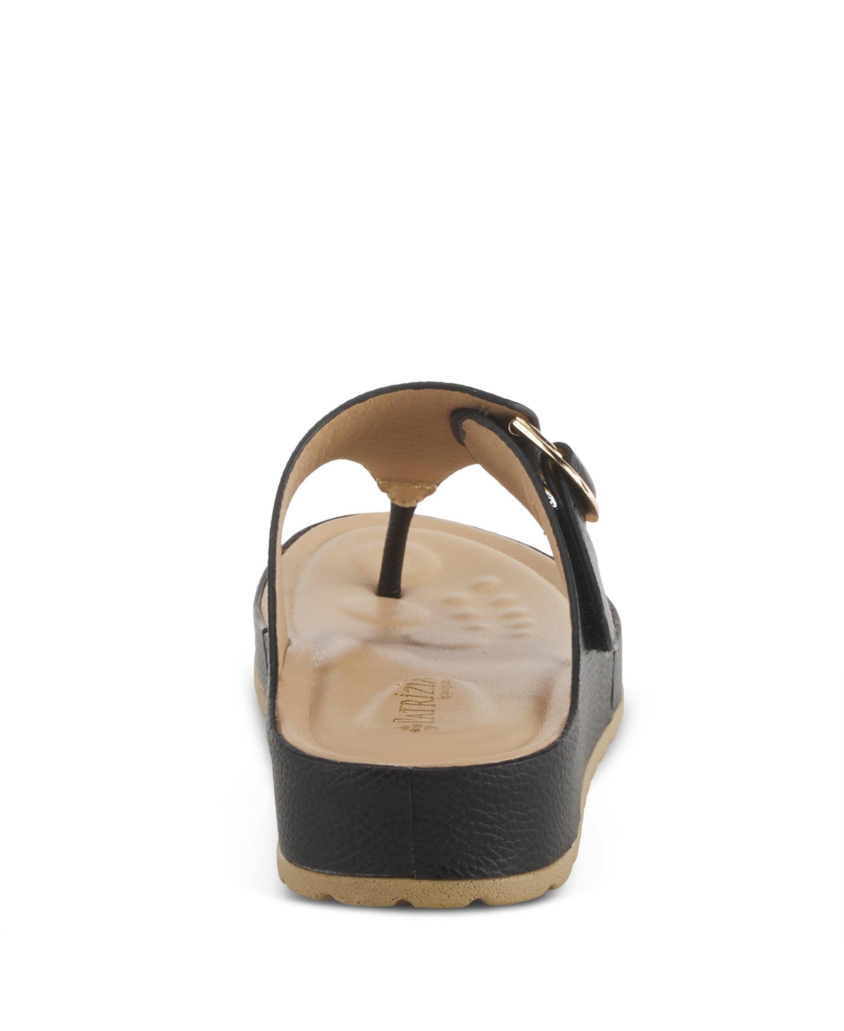 Patrizia Women's Rozeta Toe Thong Sandals with Gold Buckle and Comfort Footbed