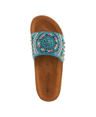 Women's SWIRLA Multicolor Beaded Slide Cork Wedge Sandals