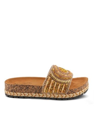 Women's SWIRLA Multicolor Beaded Slide Cork Wedge Sandals