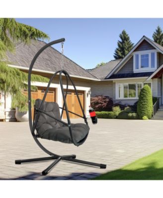 Wicker Egg Chair with Stand & Cushion