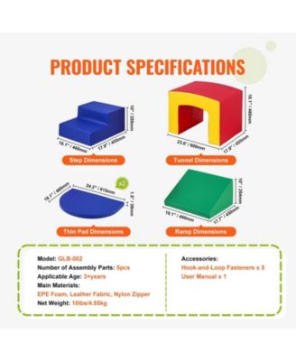 5-Piece Foam Toddler Climbing Playset with Ramp, Tunnel and Easy-Clean Design