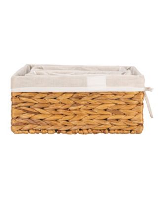 Wicker Basket Set, 3 Pieces, 1 Large and 2 Small Water Hyacinth Baskets