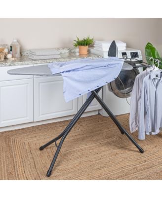 Wide Mega Ironing Board 4-Leg, Matte Black Frame, Grey Cover
