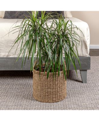 Round Seagrass Basket with Handles, Natural