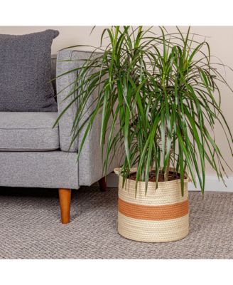 Round Handwoven Paper Rope Basket with Handles