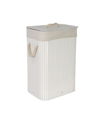 Bamboo Laundry Hamper with Rope Handles, 19-Gallons