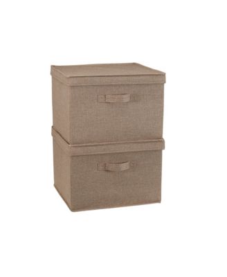 Square Storage Box With Lid, 15”x15”x10”, Latte