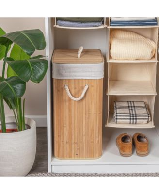Bamboo Laundry Hamper with Rope Handles, 19-Gallons
