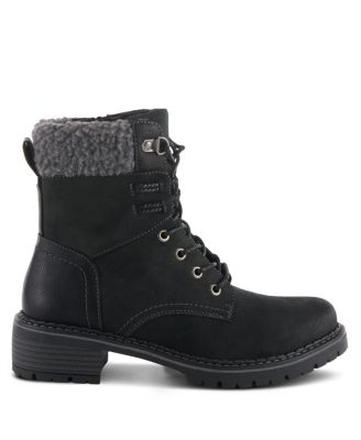 Women s JORDYN Faux Fur Trim Lace-Up Booties with Zipper Closure