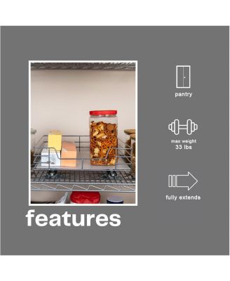 Glidez Steel Pull-Out Storage Organizer, 1-Tier Design, Brushed Silver