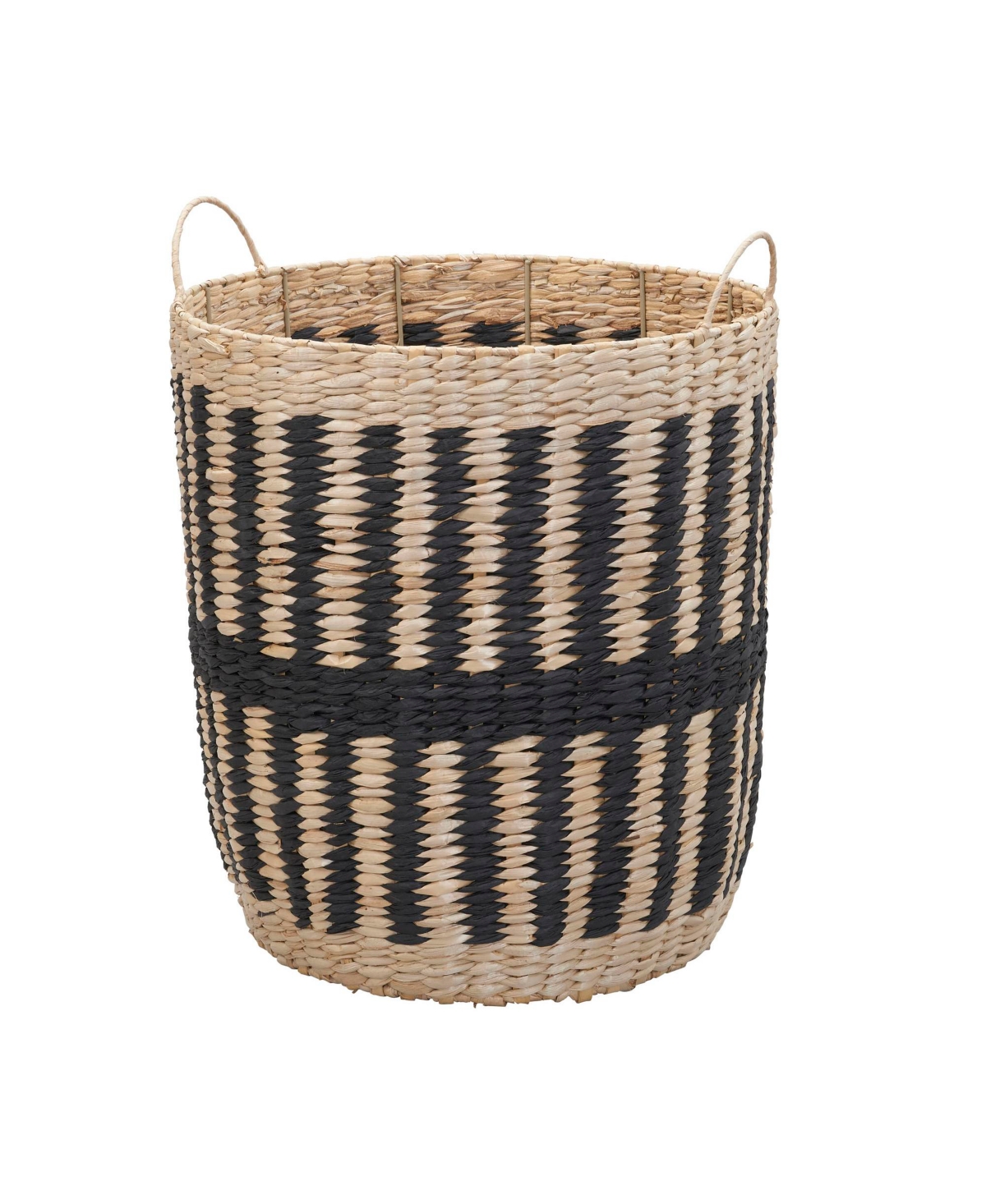 Household Essentials Cattail and Paper Pillar Basket, Natural and Black