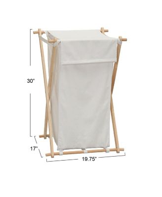 X-Frame Wood Laundry Hamper, Folding Wood Frame with Washable Poly-Cotton Bag
