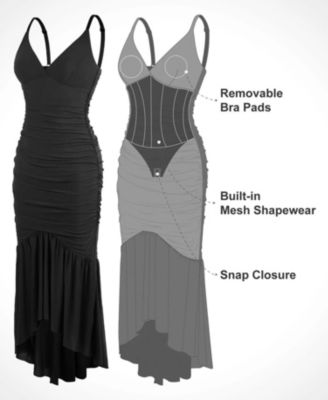 Women's Shapewear Cooling Ruched Mesh Bodycon Maxi Dress