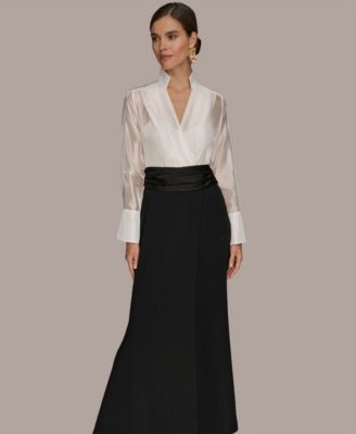 Women's V-Neck Long-Sleeve Ball Gown