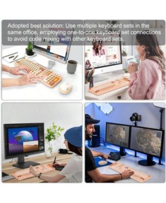 2.4G Wireless Keyboard and Mouse Combo - Full-Sized Colorful Keyboard with Round Keycaps, 104 Keys Typewriter Keyboard for Laptop and PC