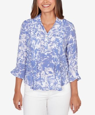 Petite Brushstroke Floral Silky Gauze Popover Top