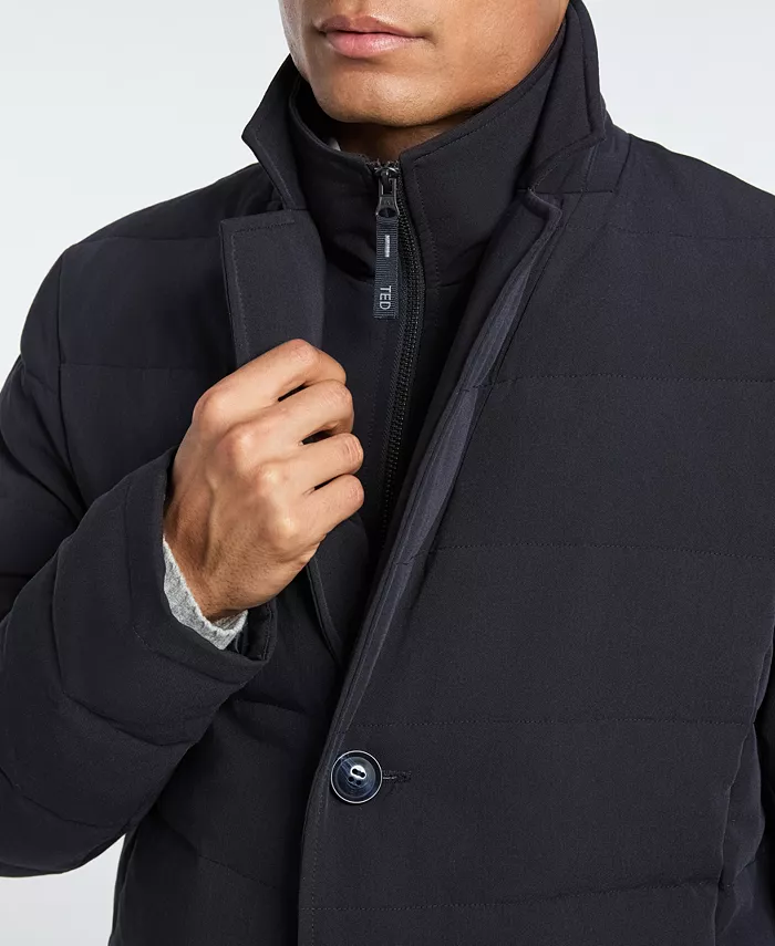 Men's Solid Quilted Puffer Blazer Jacket - thumbnail 3