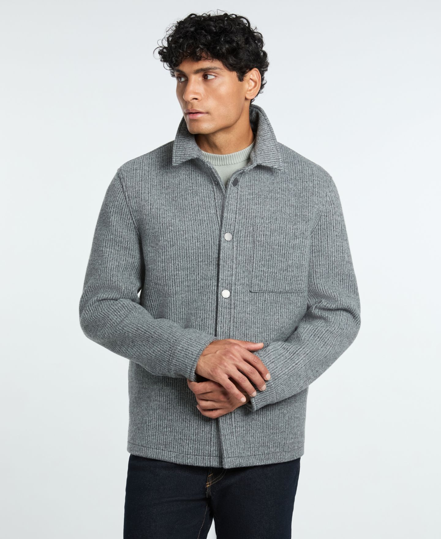 Мужская куртка Ted by Ted Baker Fully Lined Knit Shirt Jacket, цвет: Серый — фото 1