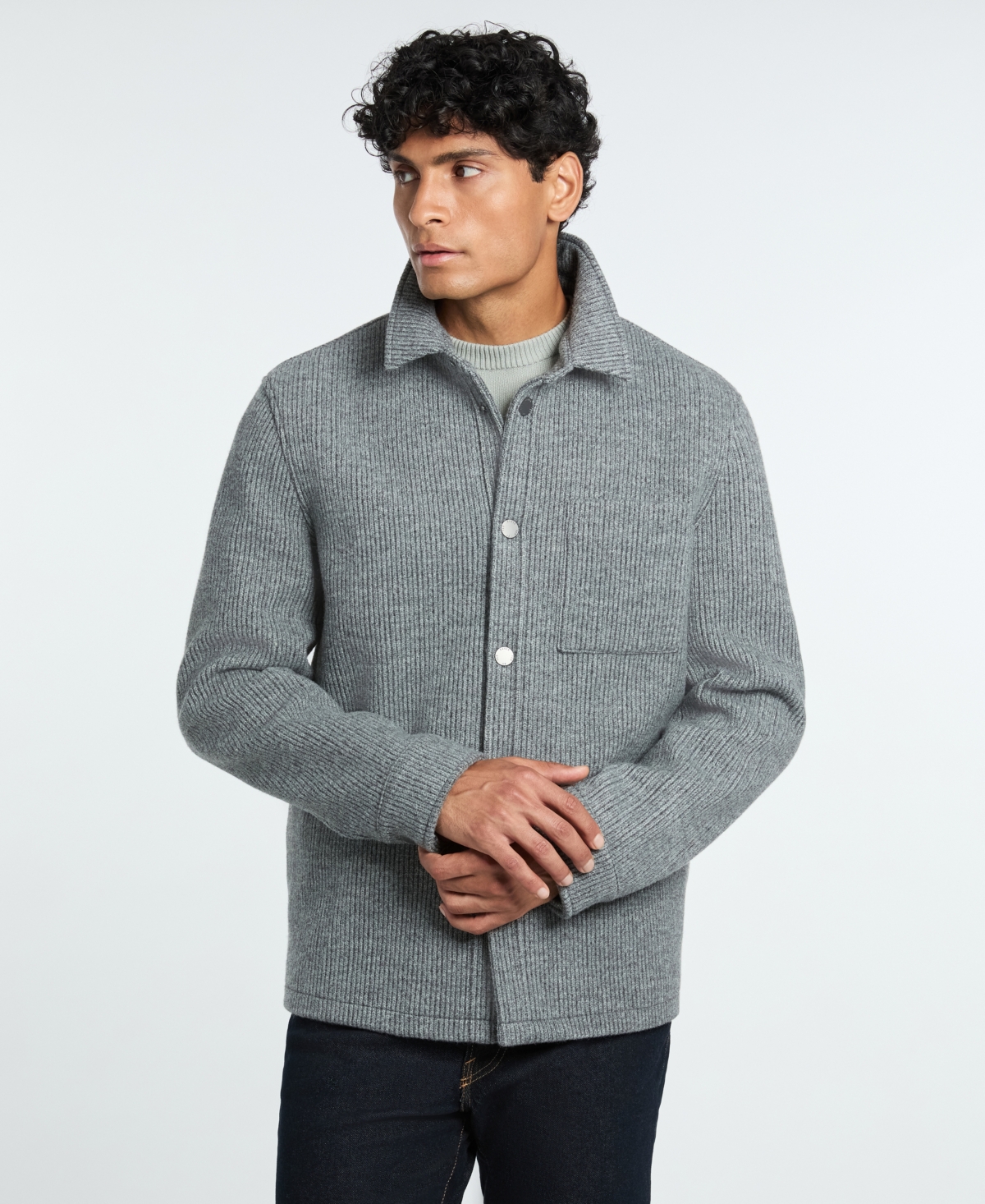 Ted By Ted Baker Men's Fully Lined Knit Shirt Jacket In Gray