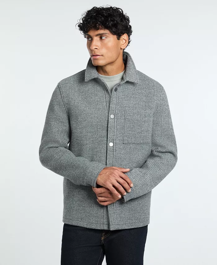 Men's Fully Lined Knit Shirt Jacket - thumbnail 8