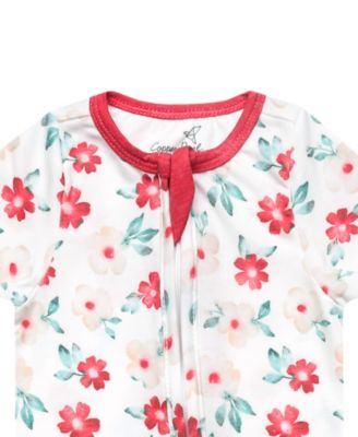 Baby Girls' Noel Printed Zip-Up Footed Pajamas