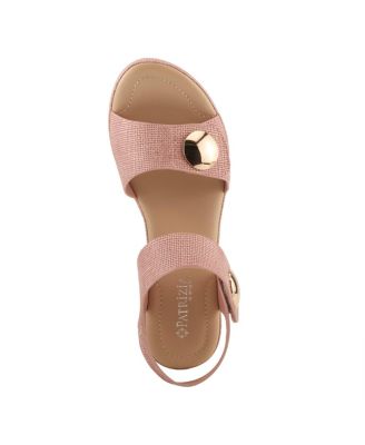 Women's DADE-WOVEN Textured Platform Sandals with Metallic Button Detail