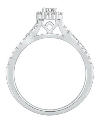 Diamond Halo Engagement Ring (1/2 ct. t.w.) in 14k White Gold