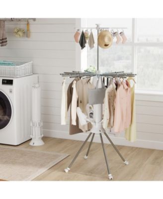 Foldable Clothes Drying Rack with Wheels, Double-Layer Heavy-Duty Laundry Stand for Indoor and Outdoor Use