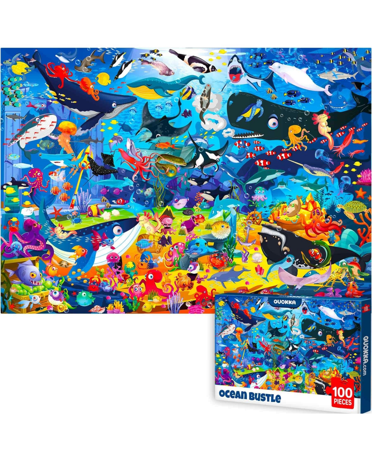 Quokka 100 Piece Puzzles for Kids Ages 6-8 – Intricately Illustrated Safari Animals Puzzle 8-10 Educational Busyland Gam