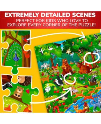 100 Piece Puzzles for Kids Ages 6-8 – Intricately Illustrated Safari Animals Puzzle for Kids Ages 8-10 – Educational Busyland Game Packed
