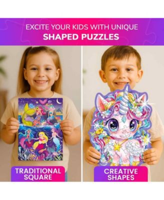 Shimmer Puzzles for Kids –  4-Pack Dragon, Rocket, Firetruck & Dinosaur Children's Game