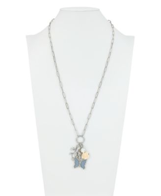 Blue Butterfly Collection Long Multi-Charm Necklace