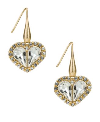 Lovely Sparkle Collection Pave Heart Drop Earrings