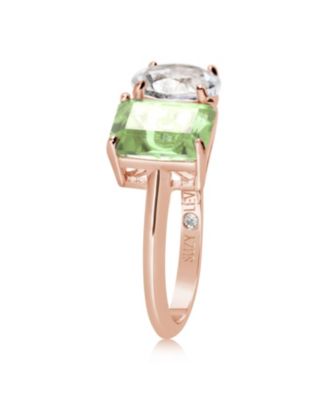 Suzy Levian Sterling Silver Gemstone Toi et Moi Two-Stone Ring